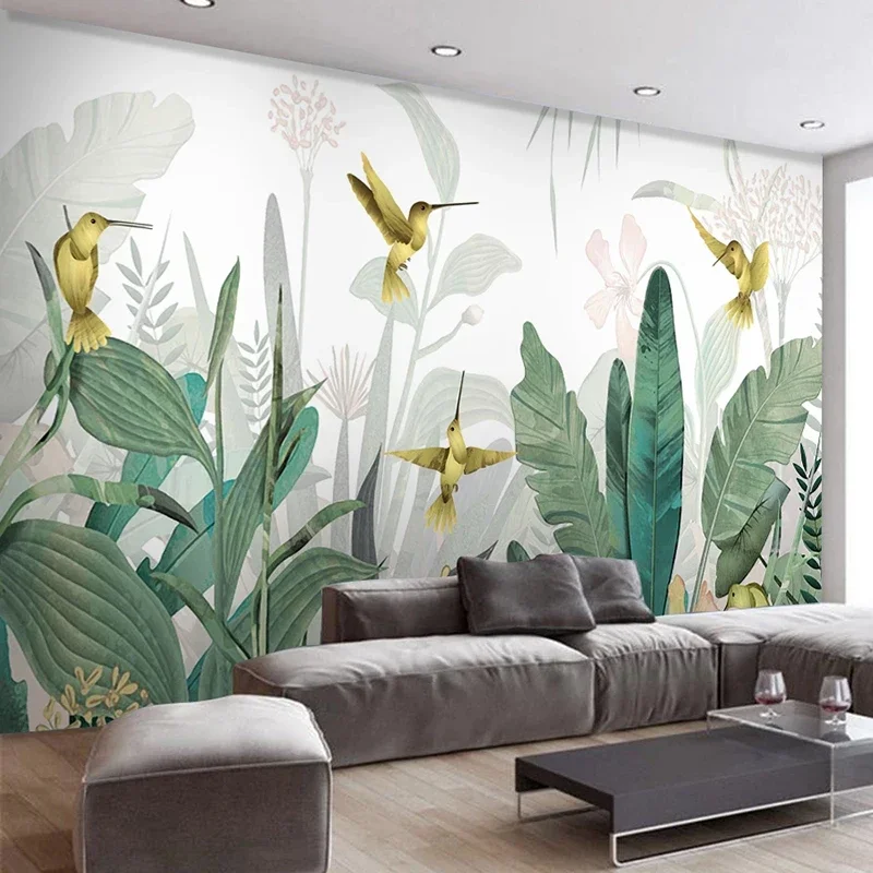 

Custom Fresh Tropical Plant Forest Bird Mural Wholesale Photo Wallpaper Wall Painting For Living Room Besroom Poster 3D Fresco