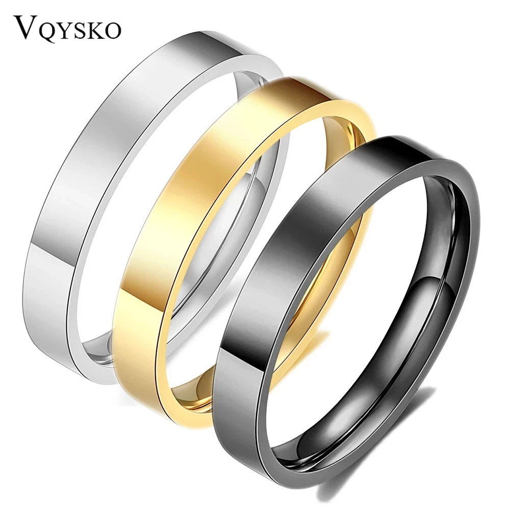 VQYSKO 3mm Gold Color Filled Rings for Women Girls Stacking Stackable Band Thumb Pointer Finger Plain Ring Comfort Fit