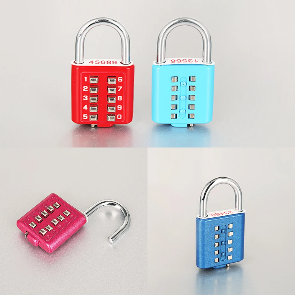 10 Digit Push Button Password Lock Chrome Plated Anti-theft Combination Padlock Push Password Locking Mechanism for Locker