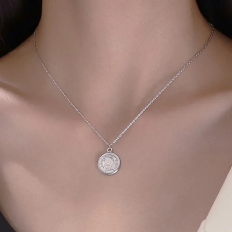 Coin Round Medal Little Prince Gold Silver Color Clavicle Chain Necklace For Women Korean Fashion Simple Jewelry