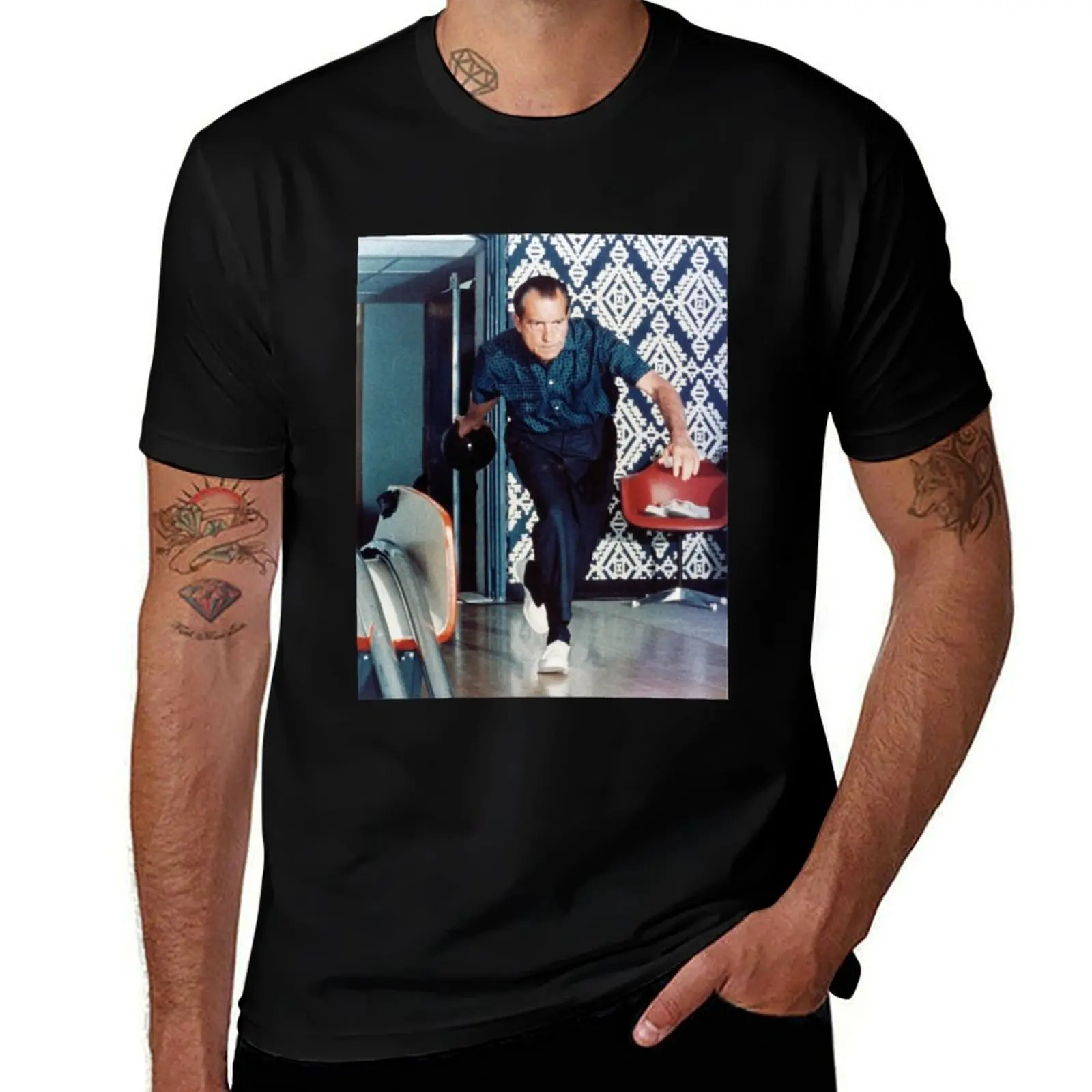 

Richard Nixon Bowling T-Shirt t shirts for man cotton t shirts designer man t shirt cotton T-shirt