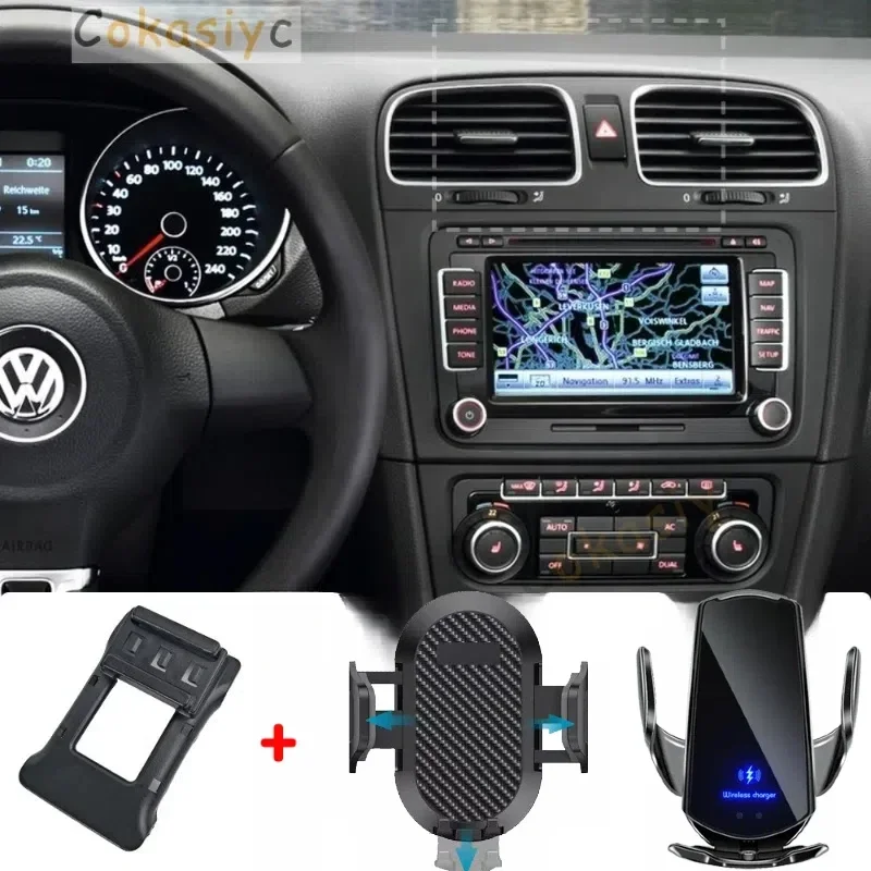 Suporte do telefone do carro para volkswagen vw golf 6 mk6 2009 2010 2011-2013 montagens do telefone móvel carro de carregamento sem fio base fixa esp