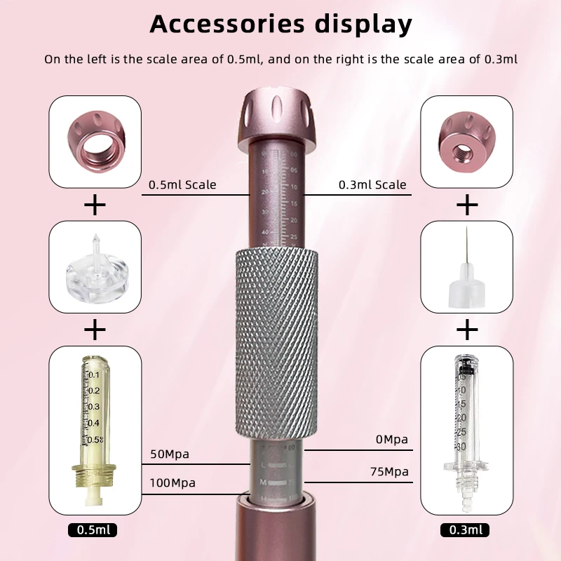 Adjustable Pressure 0.3/0.5ML Hyaluronic Acid Pen Needleless Syringe For Wrinkle Reduction Blemish Minimization Lip Thickening