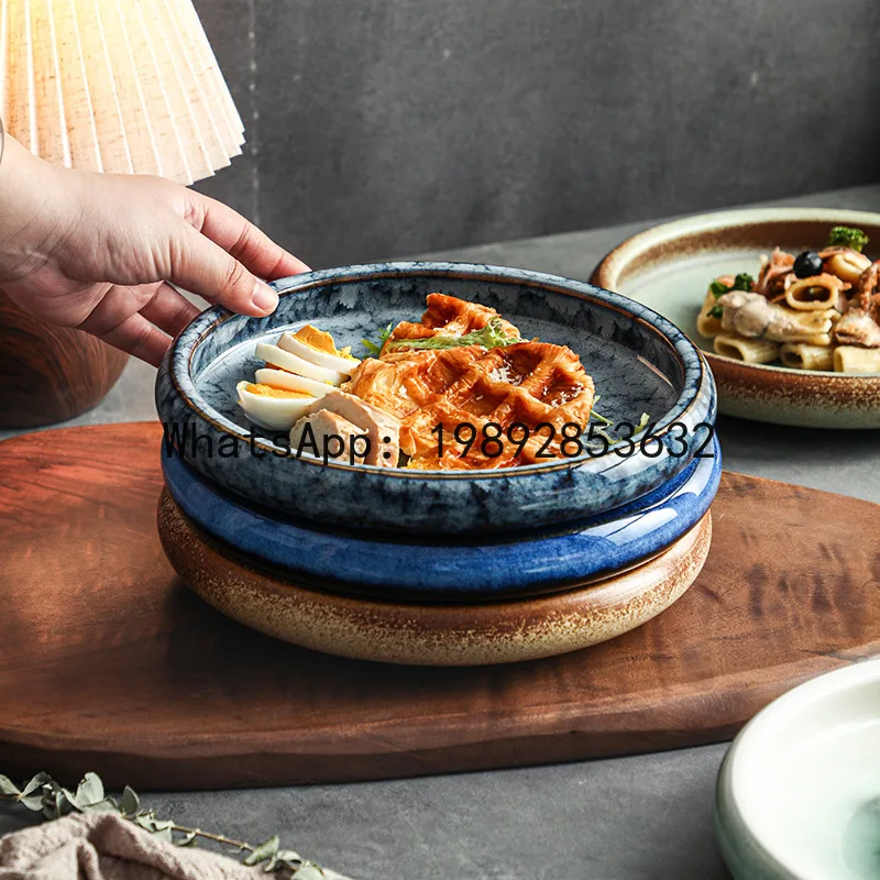

Pz kiln plate japanese style dinner plate western food plate for home commercial hotel restaurant disc creative ceramic