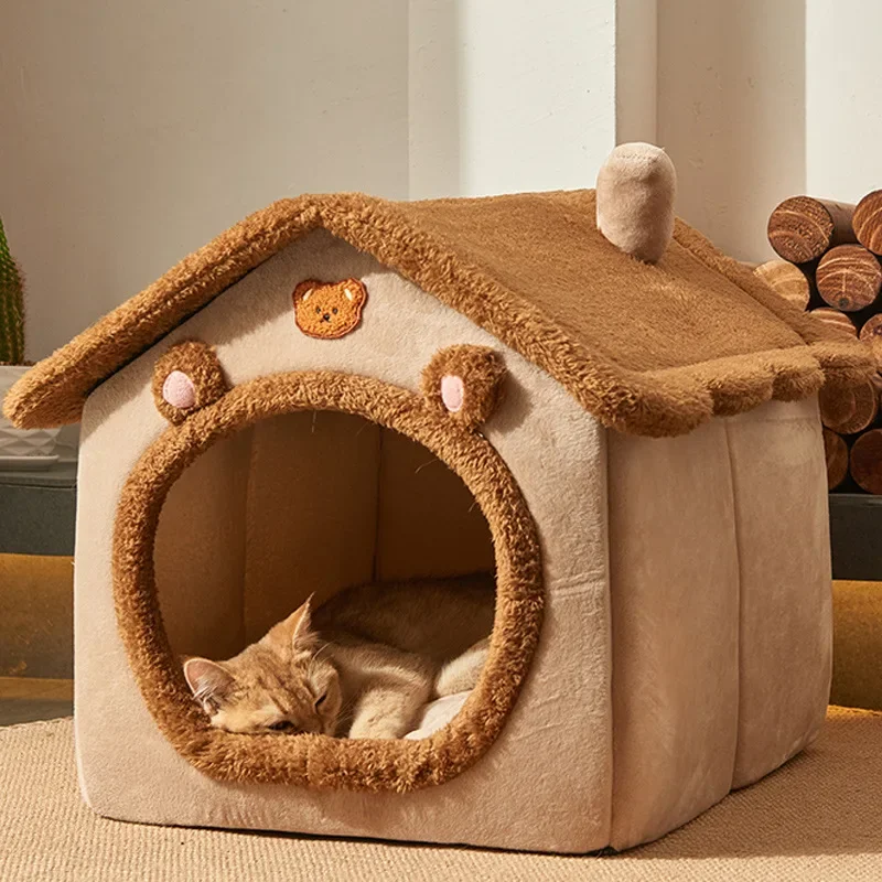 Imagem -02 - Casa Dobrável para Cães e Gatos Cama para Cães Pequenos Ninho Quente Cama Confortável para Cachorros Sofá Caverna Produto Pet Inverno