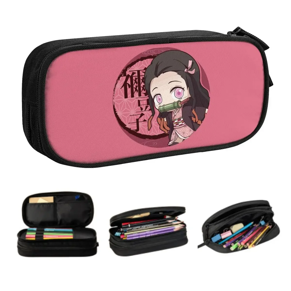 

Custom Kawaii Kimetsu No Yaiba Nezuko Pencil Cases for Big Capacity Demon Slayers Anime Manga Pencil Box School Accessories