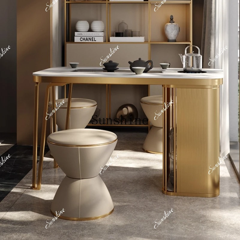 Light luxury rock slab tea table kettle integrated modern simple home, set office high-endP