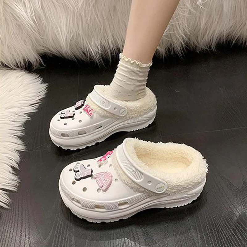 Winter cute women  Slippers Warm Cotton Shoes Casual Slides EVA Plush Shoes Comfortable Light Slippers Indoor Shoes For Couple