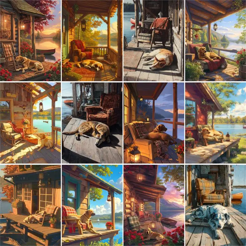 

GATYZTORY Coloring By Number Dog Animals Kits Home Decoration For Adults Pictures By Number HandPainted Art Gift 60x75cm