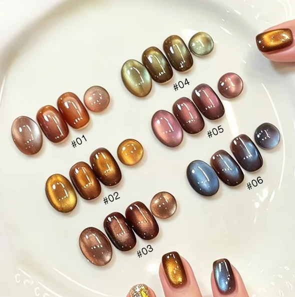 MIANEL 10ml 2026 Herbst Neuheit Katzenaugen-Gel-Nagellack Braun-Karamell-Ton Schmeichelhaft & Ultra-Glänzend mit Glasperlen-Glitzereffekt