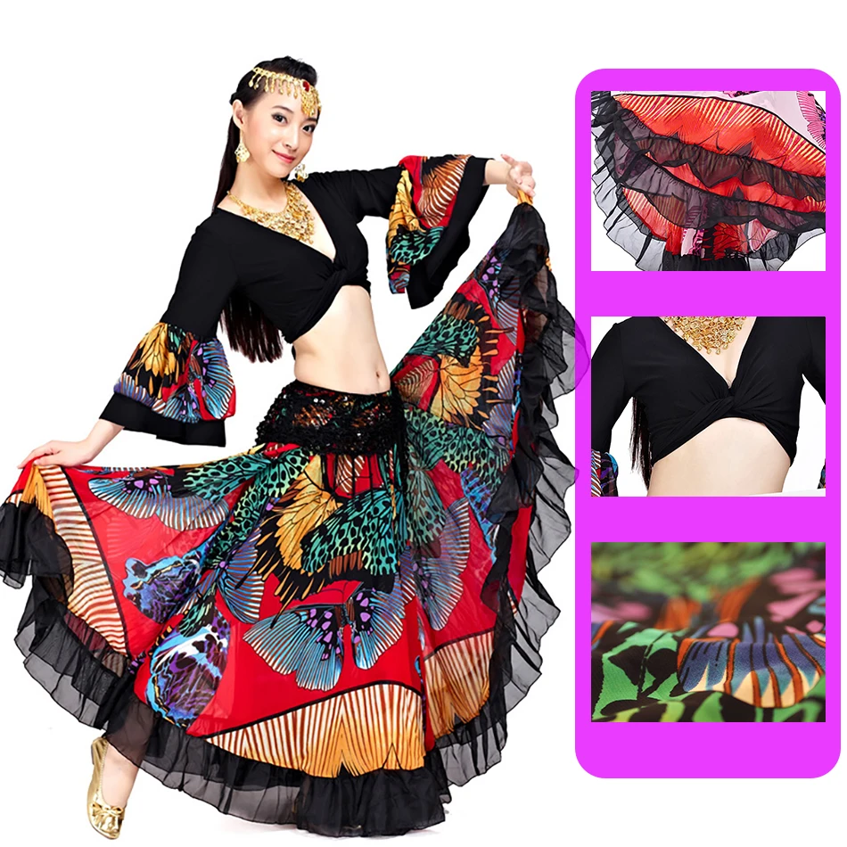 Big Flower Skirt Set 720 Degree Belly Dance Skirt and Costume Belly Dance 23m Swing Skirt Belly Dance Accessories Props Costume