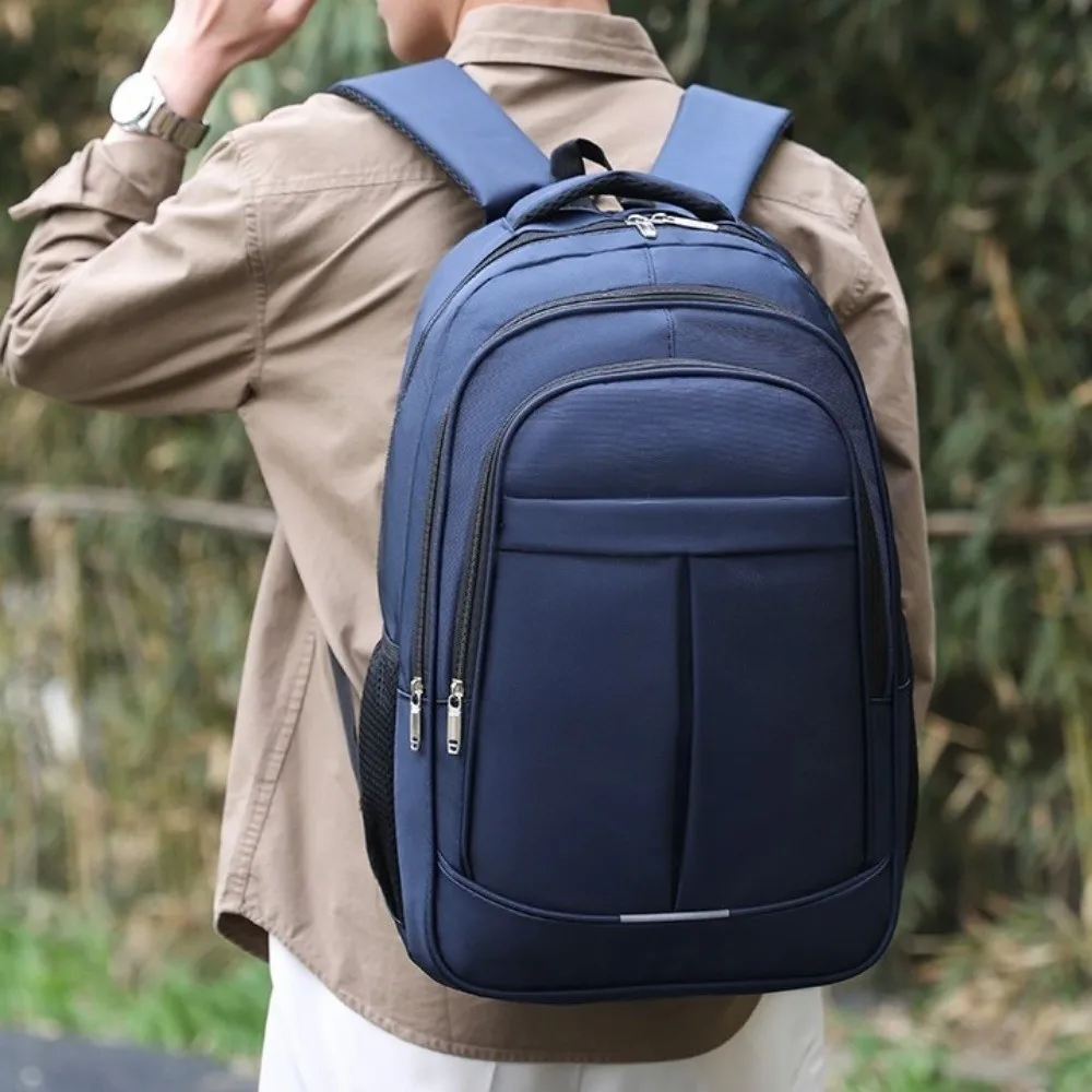 

Сплошной цвет мужской деловой рюкзак легкий многослойный студенческий школьный рюкзак большой емкости черный мужской рюкзак для ноутбука на открытом воздухе