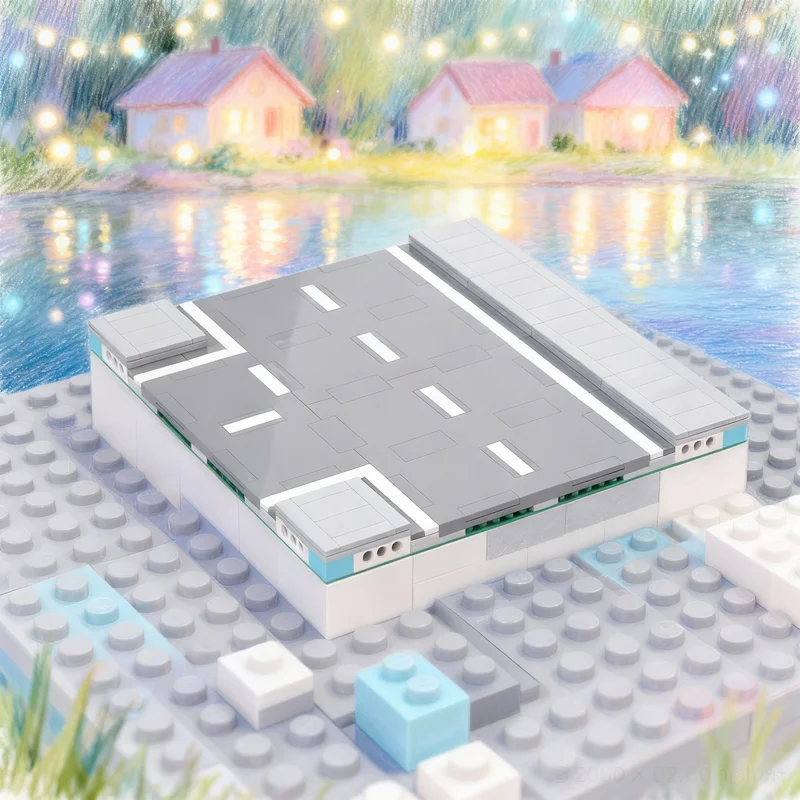 156-teiliges MOC Straßenplatten-Set T-Kreuzung Stadtmodell Bausteine Spielzeug Geschenk Kreatives Display Sammlerstück Schreibtisch Premium Erwachsenen-Set