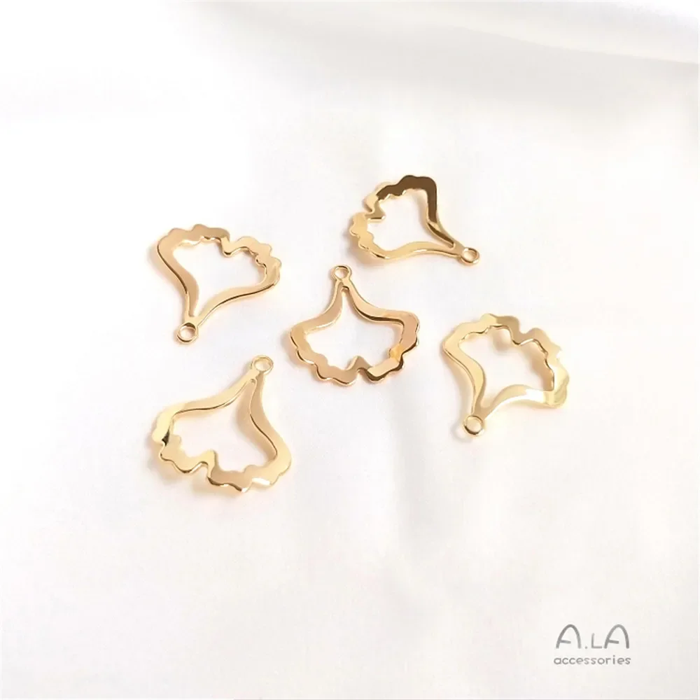 14K Gold Plated Leaf pendant hollow out flower apricot leaf earring pendant diy hand jewelry accessories