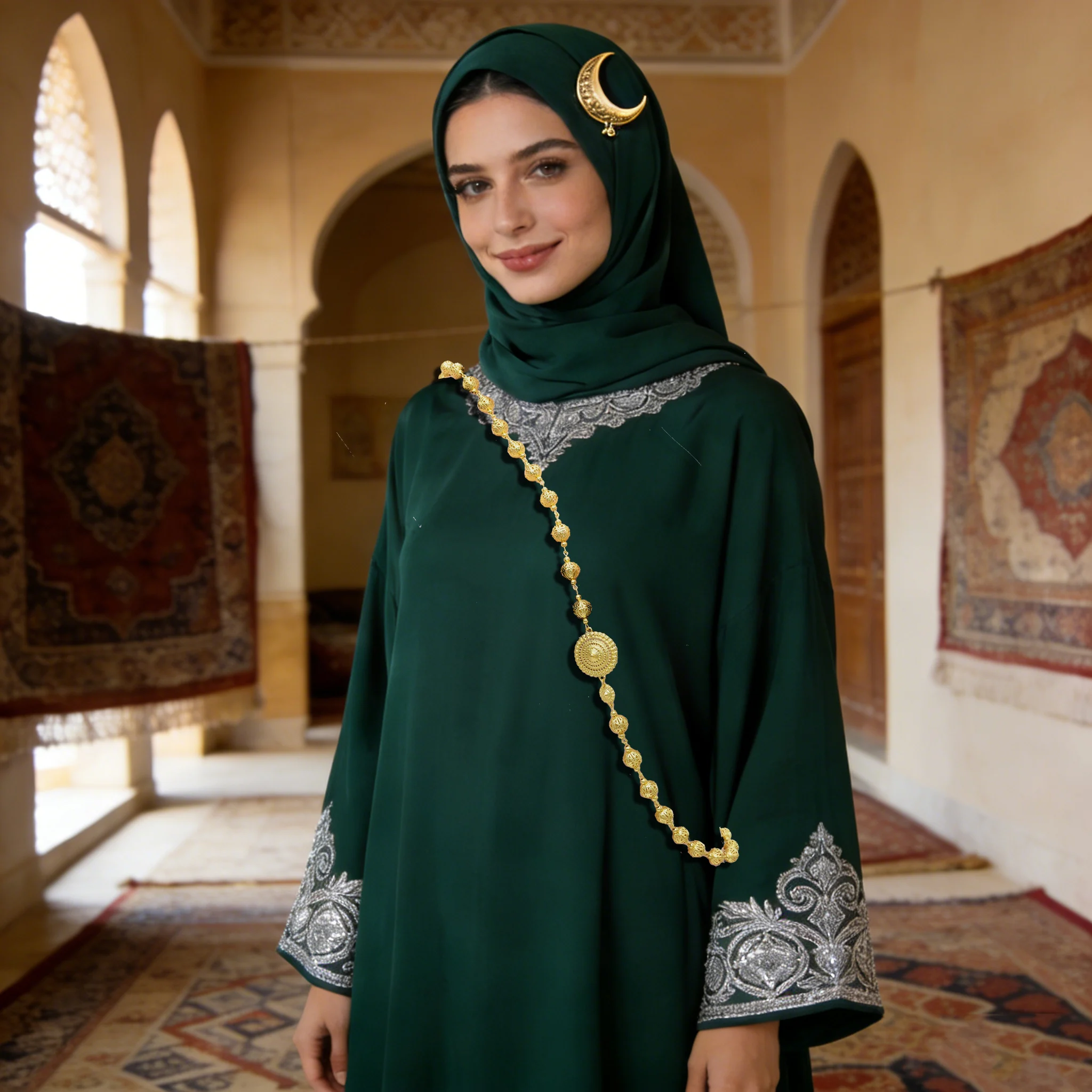 

Arabic-Inspired Metallic Shoulder Chain Vintage Luxury Gorgeous Women's Accessory for Formal Banquets