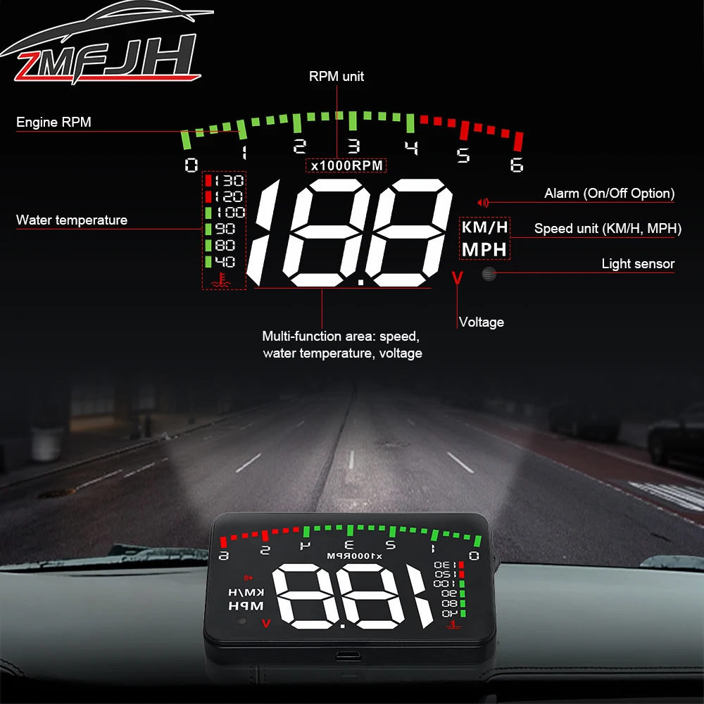 Digital HUD Display OBD2 Windshield Speedometer Projector Car Head Up Display RPM Water Temperature Auto Electronics Customized