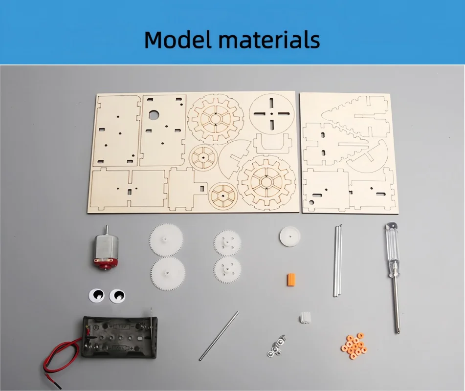 DIY Wooden Electric Drill Robot Kit Gear Toy Transmission Physics Science Experiment Engineering Assembly Teaching Model Toys