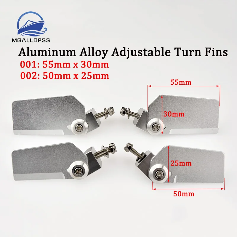 CNC Aluminum Alloy Turn Fins High Precision Adjustable Turn Fins 55x30mm/ 50x25mm Length for RC Boat O Tipe Ships