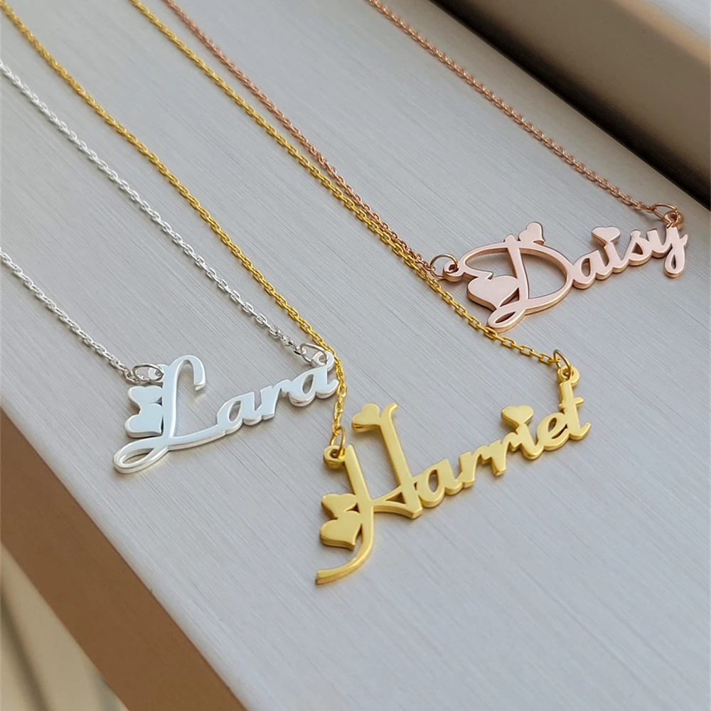 Custom Name Pendant Necklace 18K Gold Plated Name Choker Necklace Personalized Jewelry Birthday Gift for Her Mother's Day Colar