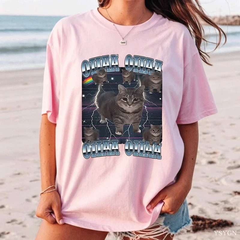 Funny Viral Oia Cat Meme Graphic T Shirts for Men Women Silly Cats T-shirt Oiiaa Oiiaa Cat Unhinged T Shirt Harajuku Clothes