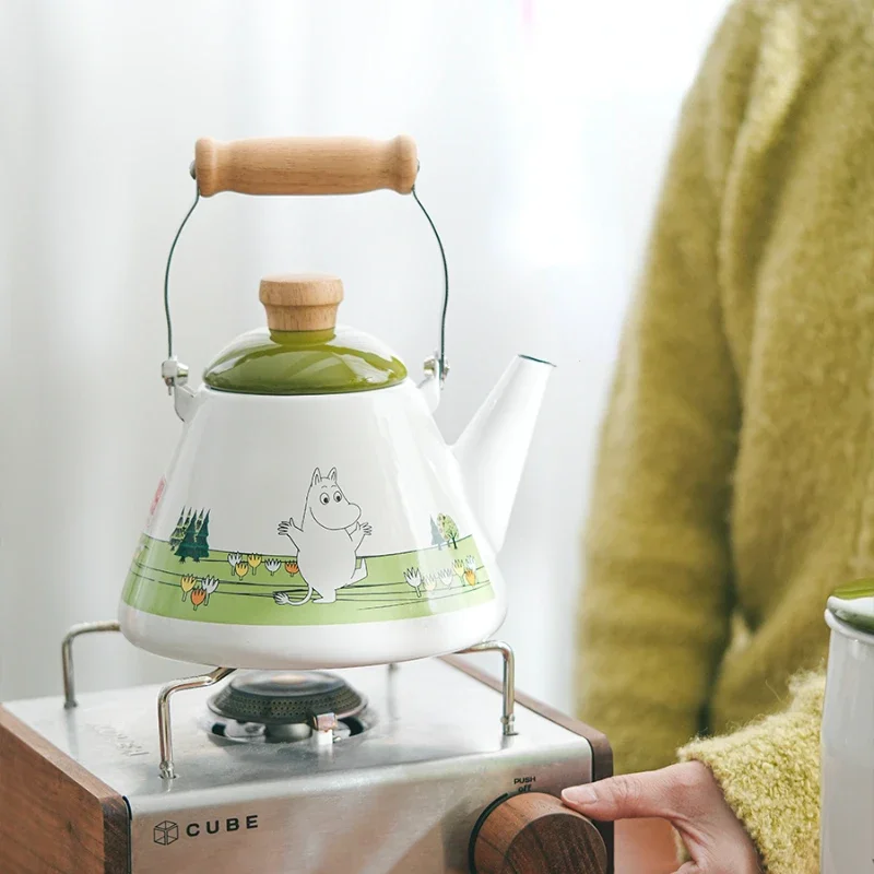 Enamel Tea Infuser with Preservation Box, Japanese Cartoon Teapots, Cute Milk Pot, Available for Open Fire Kettle