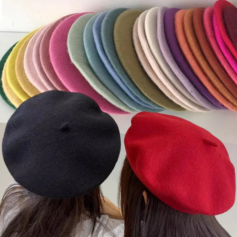 Multiple Colors Woolen Beret Hat for Women Men Classic Vintage Soft Painter Berets Hat Warm Autumn Winter Fashion Caps Ins Style