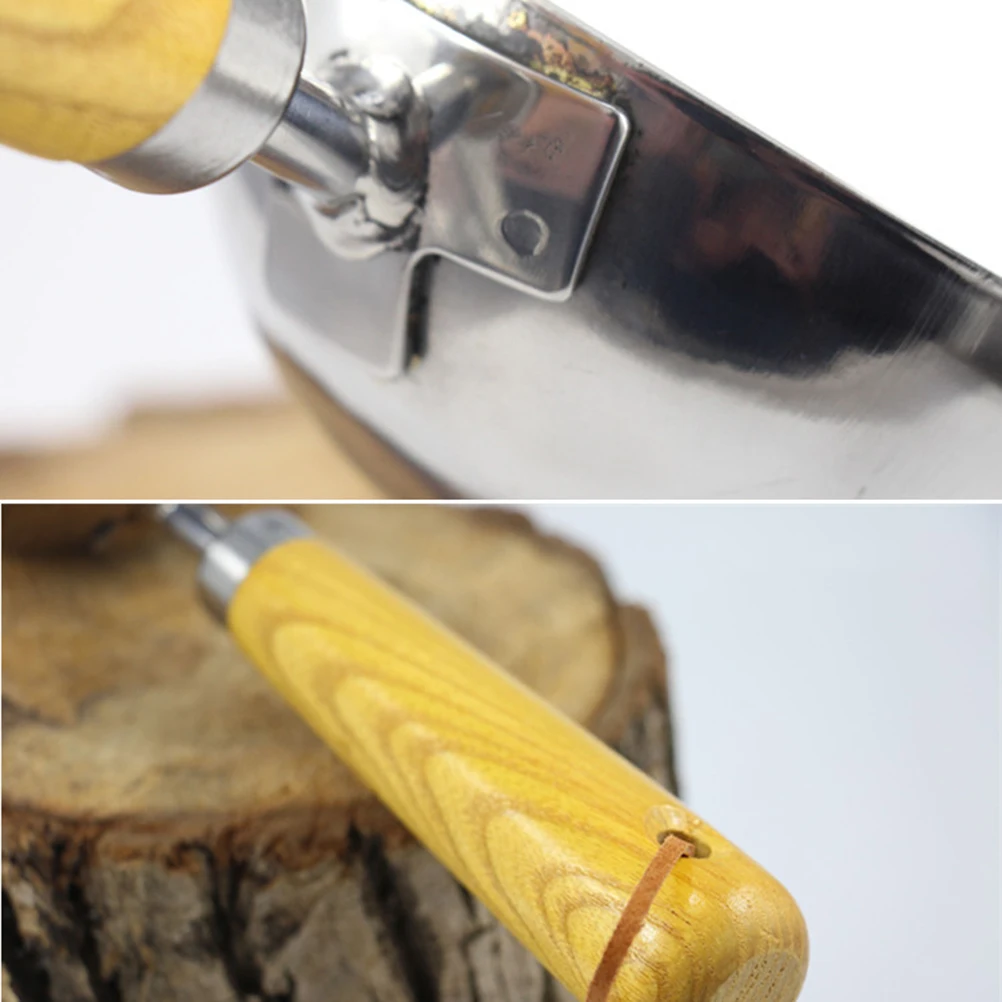 

1Pcs Ice Shovel Tool Stainless Steel Durable Garden Scoop Wooden Handle Hand Trowel Portable Lightweight Gardening