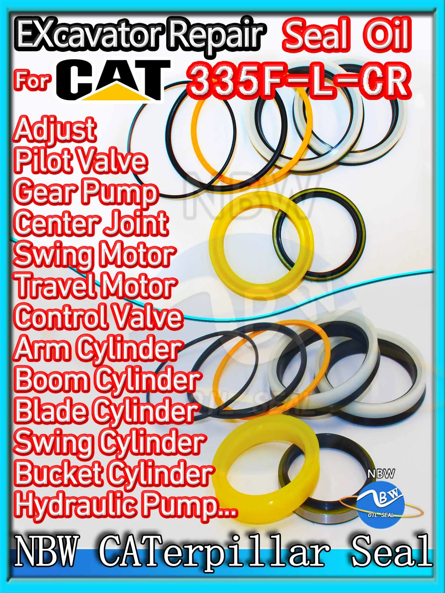 

For Caterpillar 335F-L-CR Excavator Oil Seal Kit High Quality Repair Cat 335F L CR Nitrile NBR Nok Washer Skf Service Track Tool