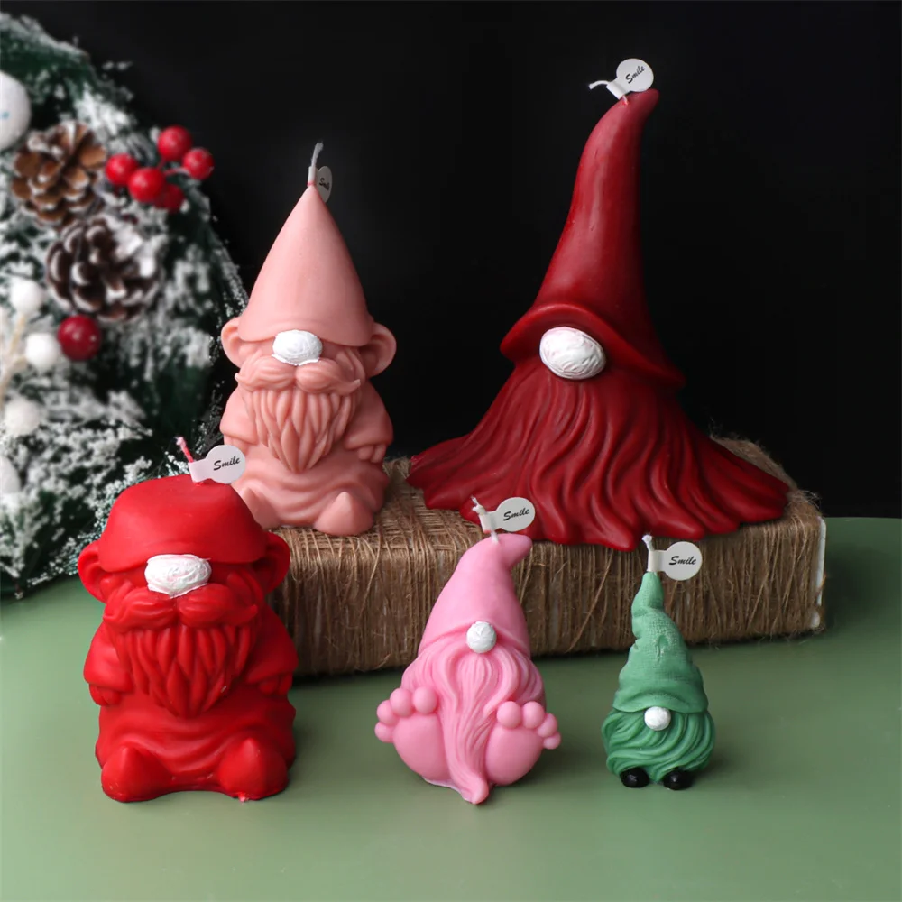 3D Statue Beard Faceless Gnome Portrait Silicone Mold Christmas Candles Santa Claus Dwarf Aromatherapy Soap Wax Making Supply