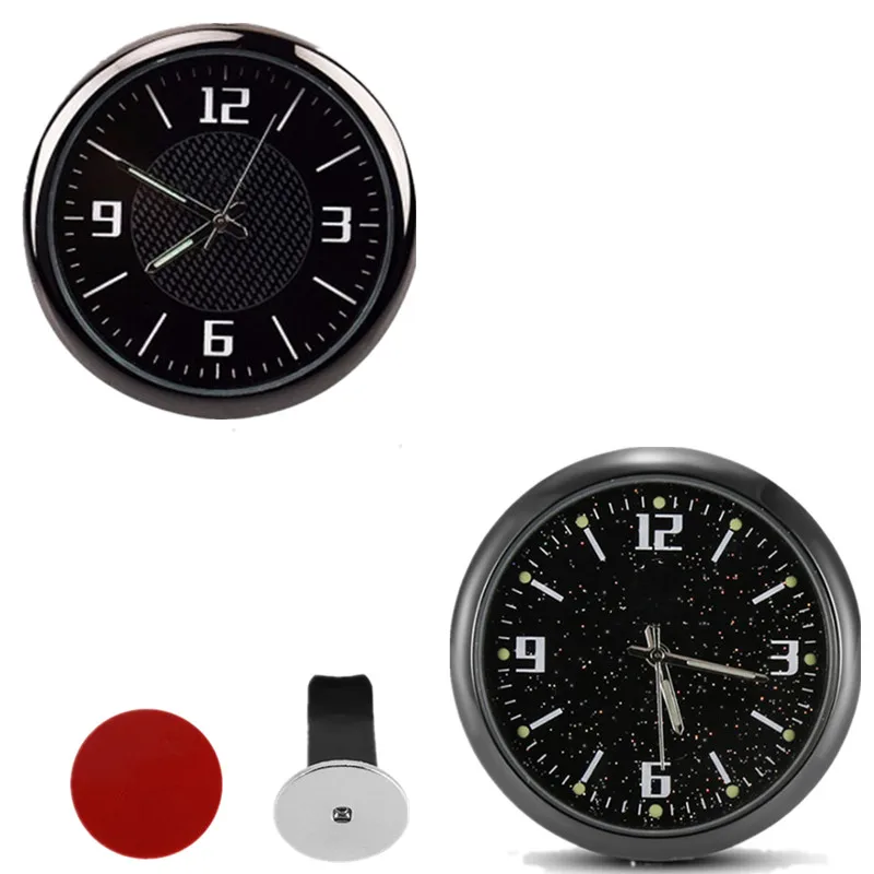 Black Car Clock Analog Alarm Clock Round Display Car RV Truck Interior Dash Mount electronic Quartz Clocks Car gadgets