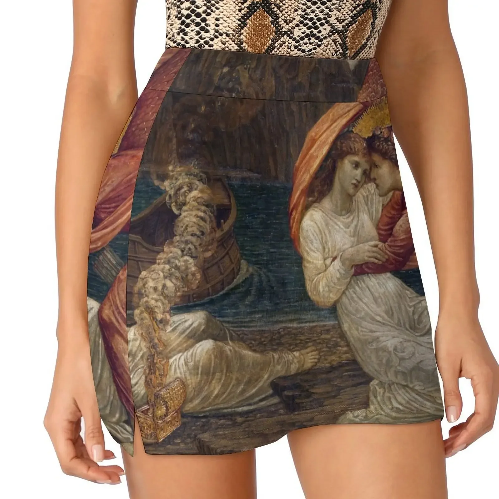 Cupid and Psyche - Palace Green Murals - Psyche receiving the Casket from Proserpine Edward Burne-Jones Mini Skirt kpop Clothing