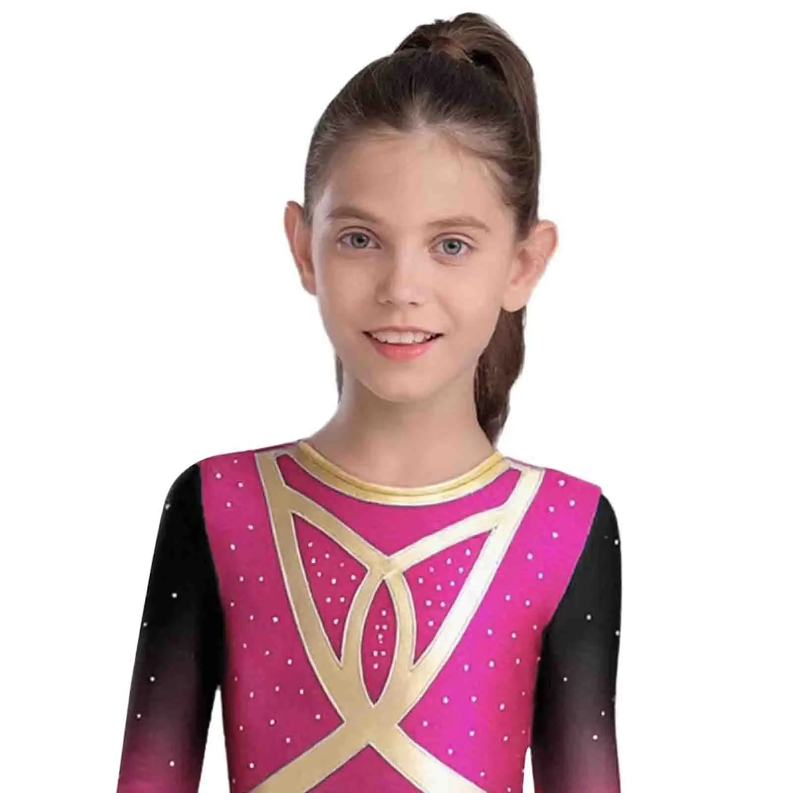 

Kids Girls Lyrical Gymnastics Figure Skating Stage Dance Performance Leotards Stretchy Long Sleeve Ballet Warm-up Dance Bodysuit