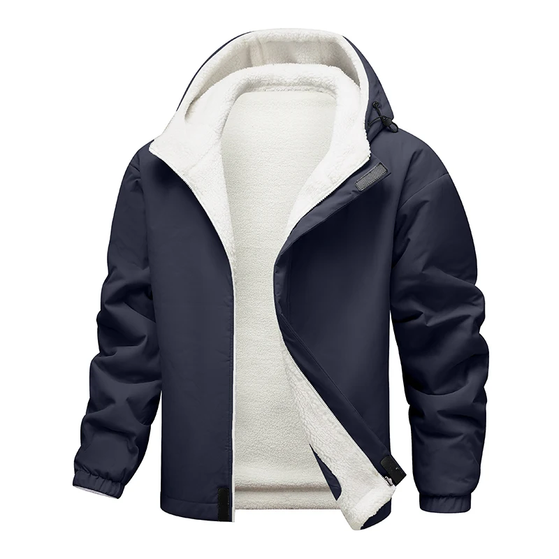 

Double Sided Cotton Parkas Men's Brand New Jacket Couple Winter Lamb Fleece Cotton Jacket Trendy Fleece and Thick Hooded Jacket