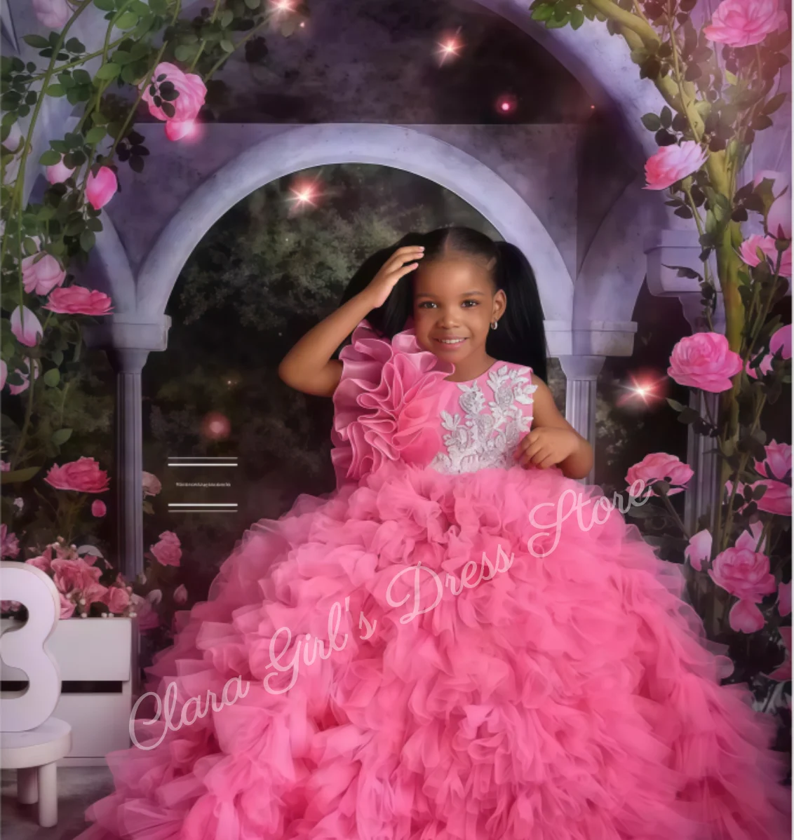 

Свадебное платье с цветочным узором для девочек, роскошное платье из органзы с пузырьковой аппликацией, платье маленькой принцессы, детская официальная одежда, платье для первого причастия