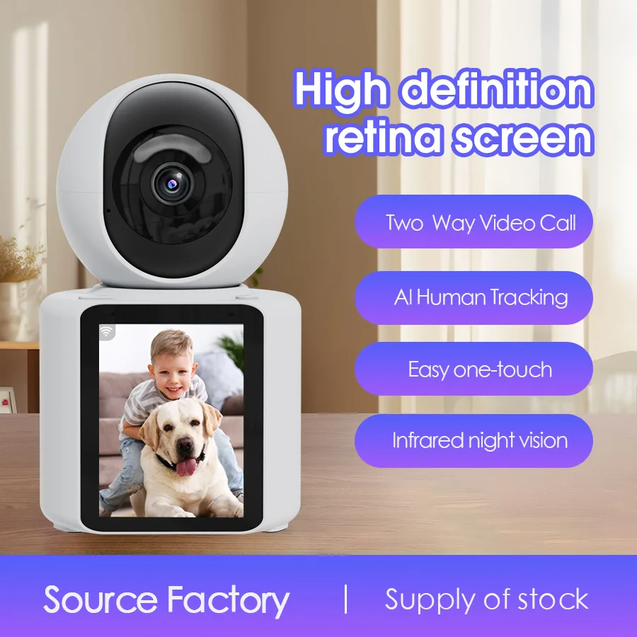 4MP 1440P IM Cam APP 2.8Inch Screen One Key Call Video Phone Wireless PTZ  IP Dome Camera AI Humanoid Elder Care Baby Monitor