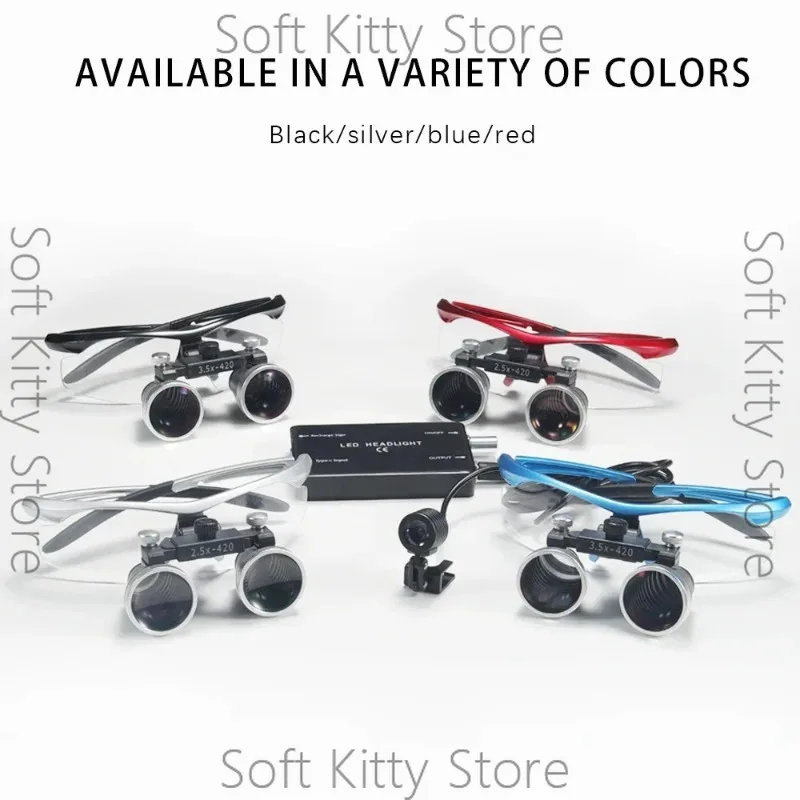 Ultra-Lightweight Dental Surgical Loupes - 2.5X or 3.5X Magnification, 320-420mm Adjustable Working Distance for Enhanced Precis