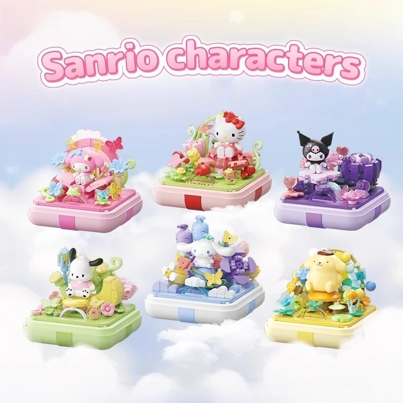 Sanrio Bausteine Star Wish Fingertip Serie Hello Kitty Kuromi My Melody Zusammengebautes Modell Ornamente Kinderspielzeug Geschenke