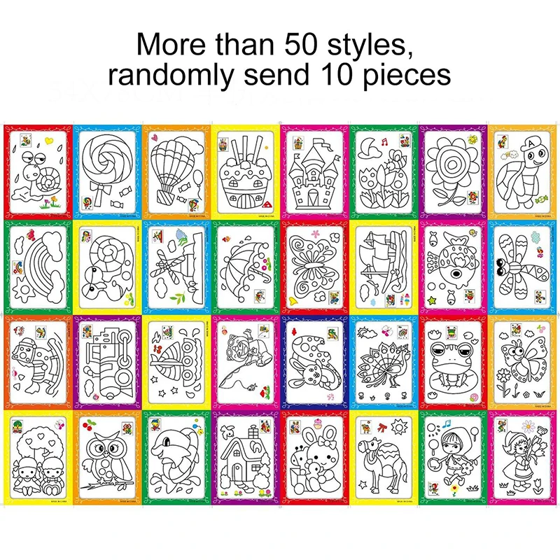 10PCS Watercolor Painting Random Style Children DIY Graffiti Coloring Card Early Education Puzzle Graffiti Drawing Toys TMZ