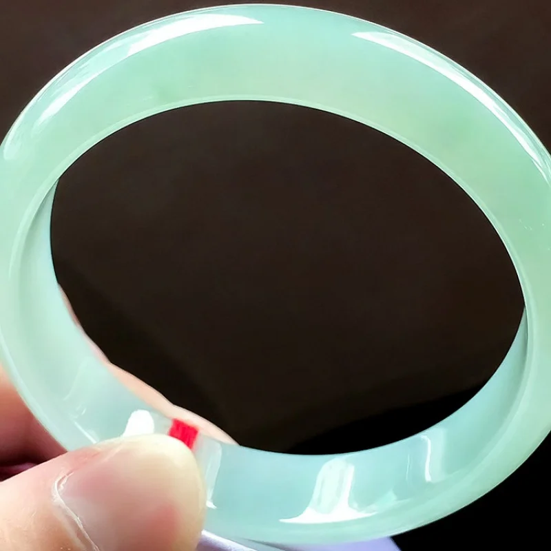 Natural a-Level Female Ice Clear Bottom Positive Ring Myanmar Jade Bracelet