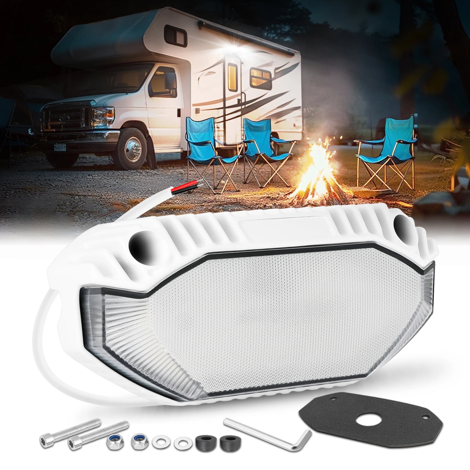 12V RV Outdoor LED Light Strip IP67 Waterproof Flood Beam Aluminum 42W Replacement Lighting For RV