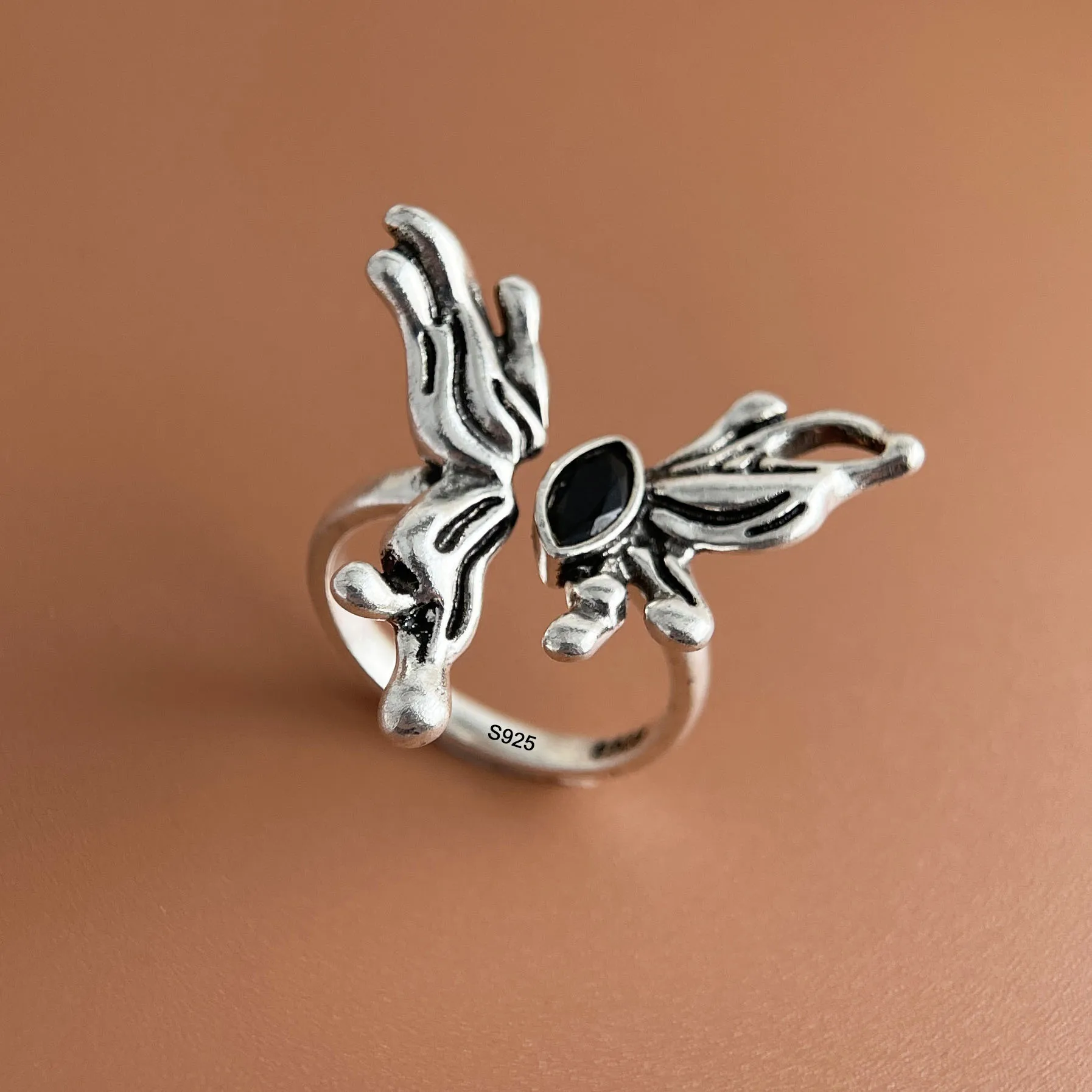 

925 Sterling Silver Rings for Women Couple Minimalist Handmade Simple Retro Butterfly Ring Fine Jewelry Gift Prevent Allergy