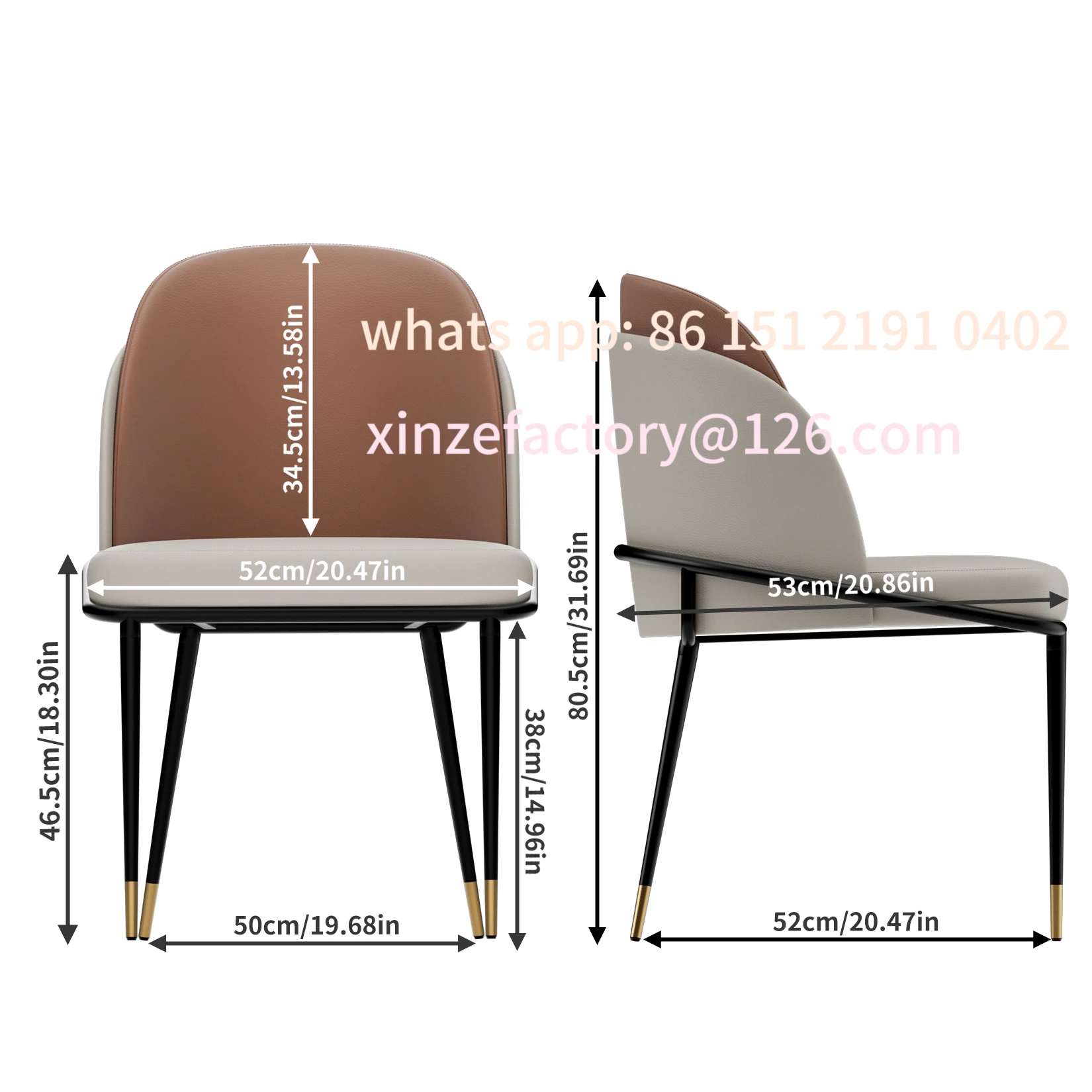 

Customizable Dining Chairs Set of 2, Faux Leather Dining Chairs Upholstered Padded Modern Dining Room Chairs Back Wood Kitchen M