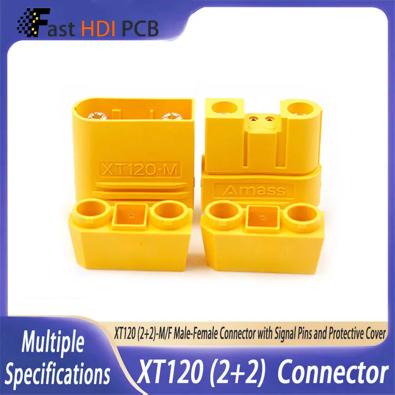 Connettore Heavy Duty XT120(2+2) per Batterie al Litio & Droni, Portata 60A, 500V CC, Guscio in PA, Pino di Segnale Oro-Placcato