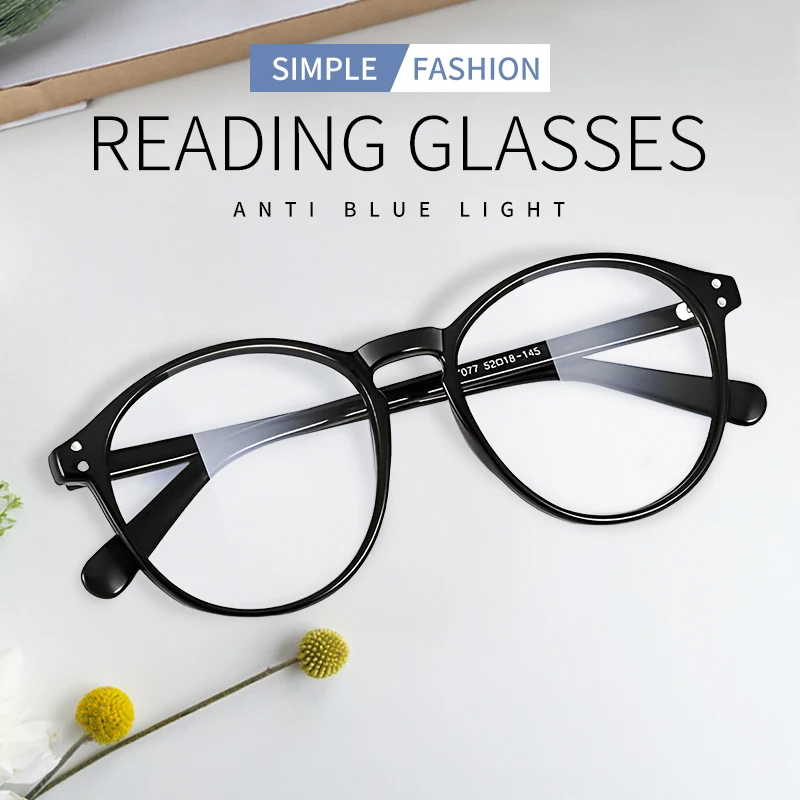 Reading Glasses Women Presbyopic Glasses Full Frame Anti Blue Light Wholesale Retro Round Frame Presbyopic Glasses