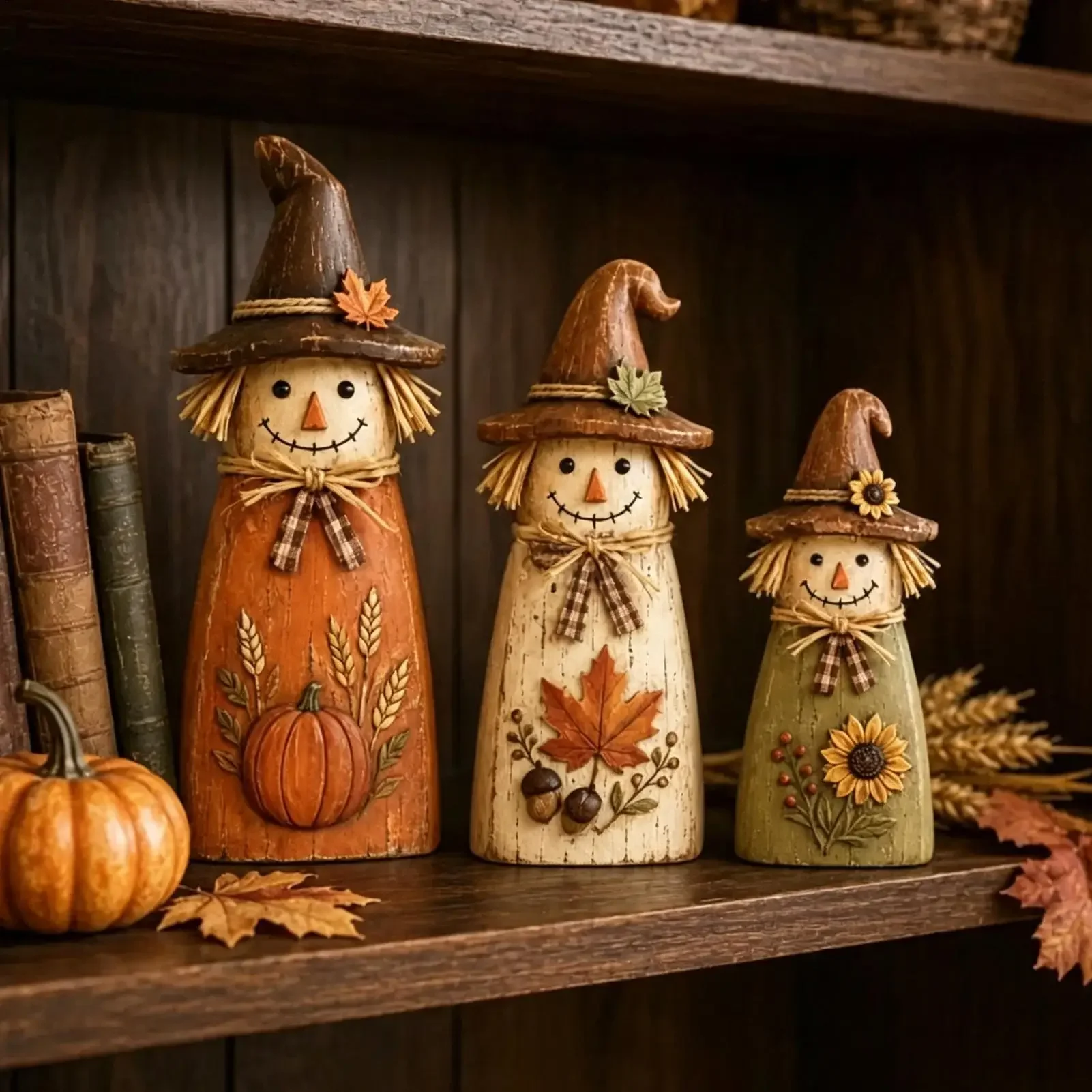 Scarecrow Decor Vintage Fall Mantels Shelves Harvest Display Figurine Fall Scarecrow Outdoor Decor for Mantels Shelves Entryway