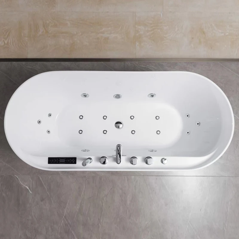 

&c Massage Spa Bathtub Bathroom Oval Freestanding Whirlpools Acrylic Bubble Bath Lamp with Computer Panel