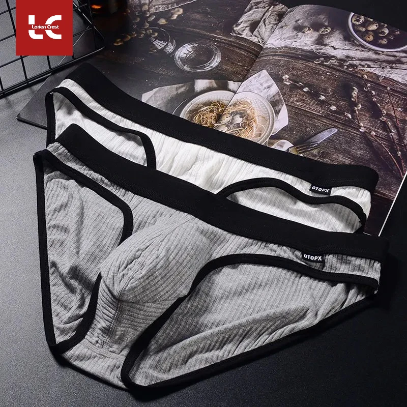 

3pcs comfortable and breathable men's briefs large pouch U convex solid color underwear