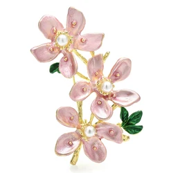 Wuli&baby Pretty Peach Blossom Flowers Brooches For Women Unisex 2-color Beauty Plants Party Office Brooch Pin Gifts