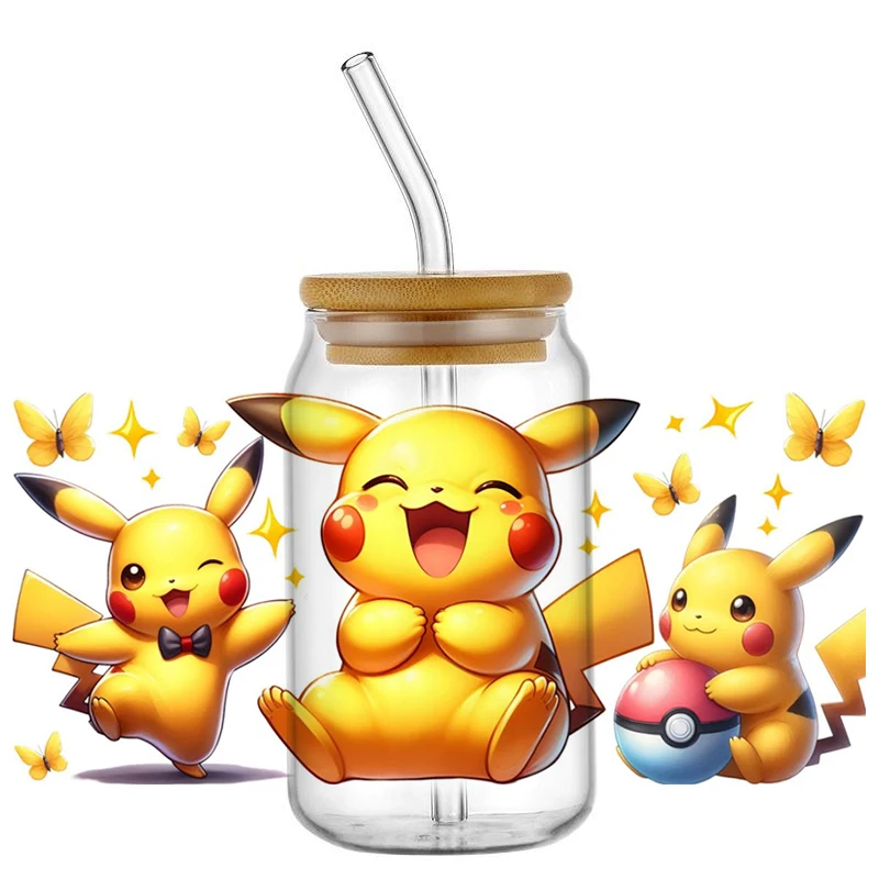 

Новая японская аниме Kawaii Pikachu 3D наклейка УФ DTF водонепроницаемая переводная наклейка для чашки 16 унций DIY очки кружка наклейка для телефона