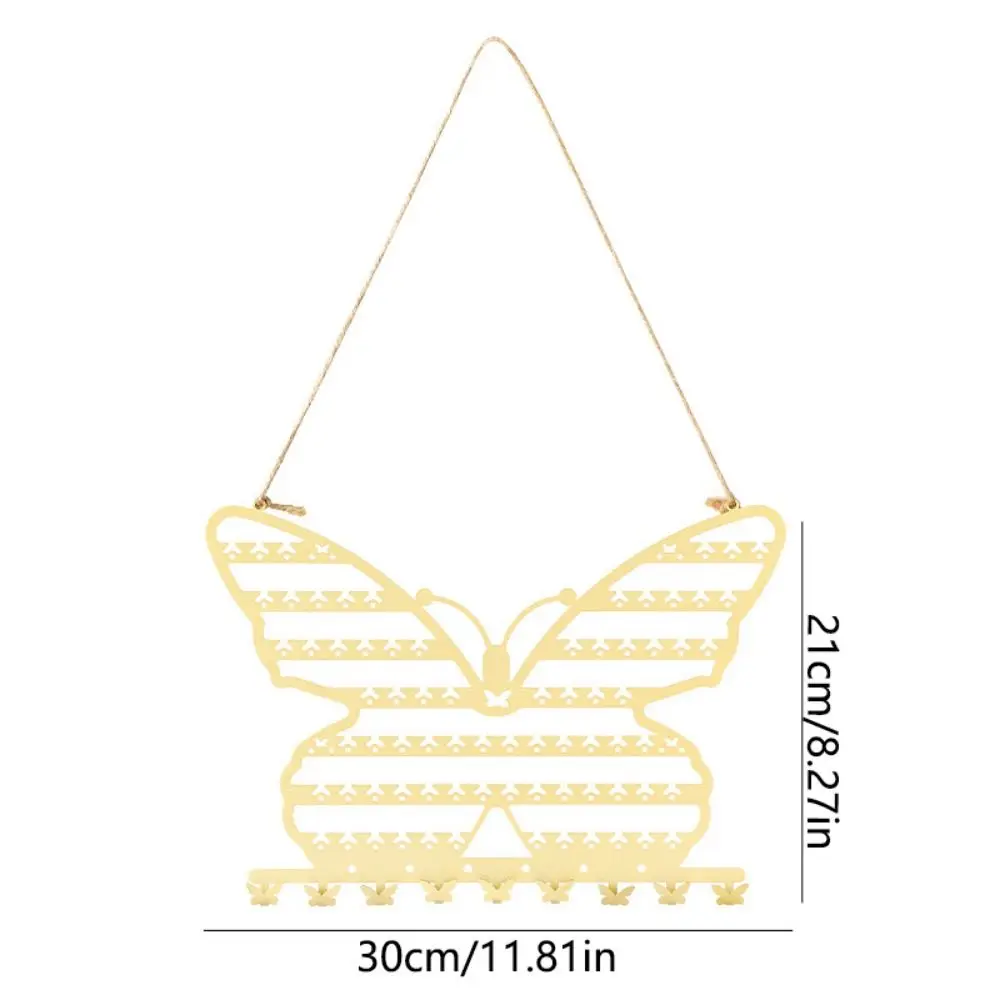 Butterfly Shape Metal Butterfly Jewelry Storage Rack 7 Layers with Hooks Butterfly Necklace Wall Holder Hollow Multi-Function